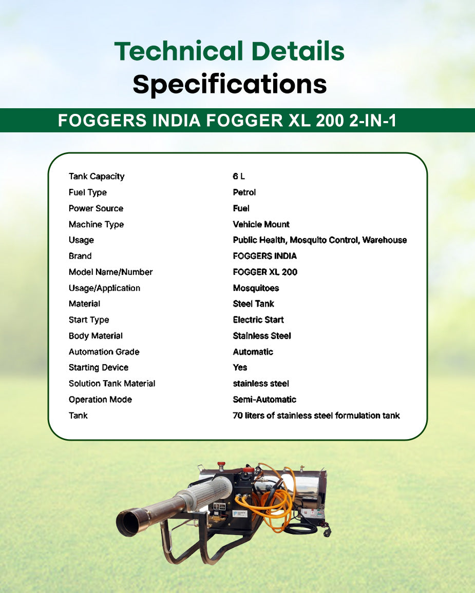 Foggers India Fogger XL 200 2-in-1 Thermal Fogging Machine | Dual-Tank Water & Diesel Mosquito Fogger