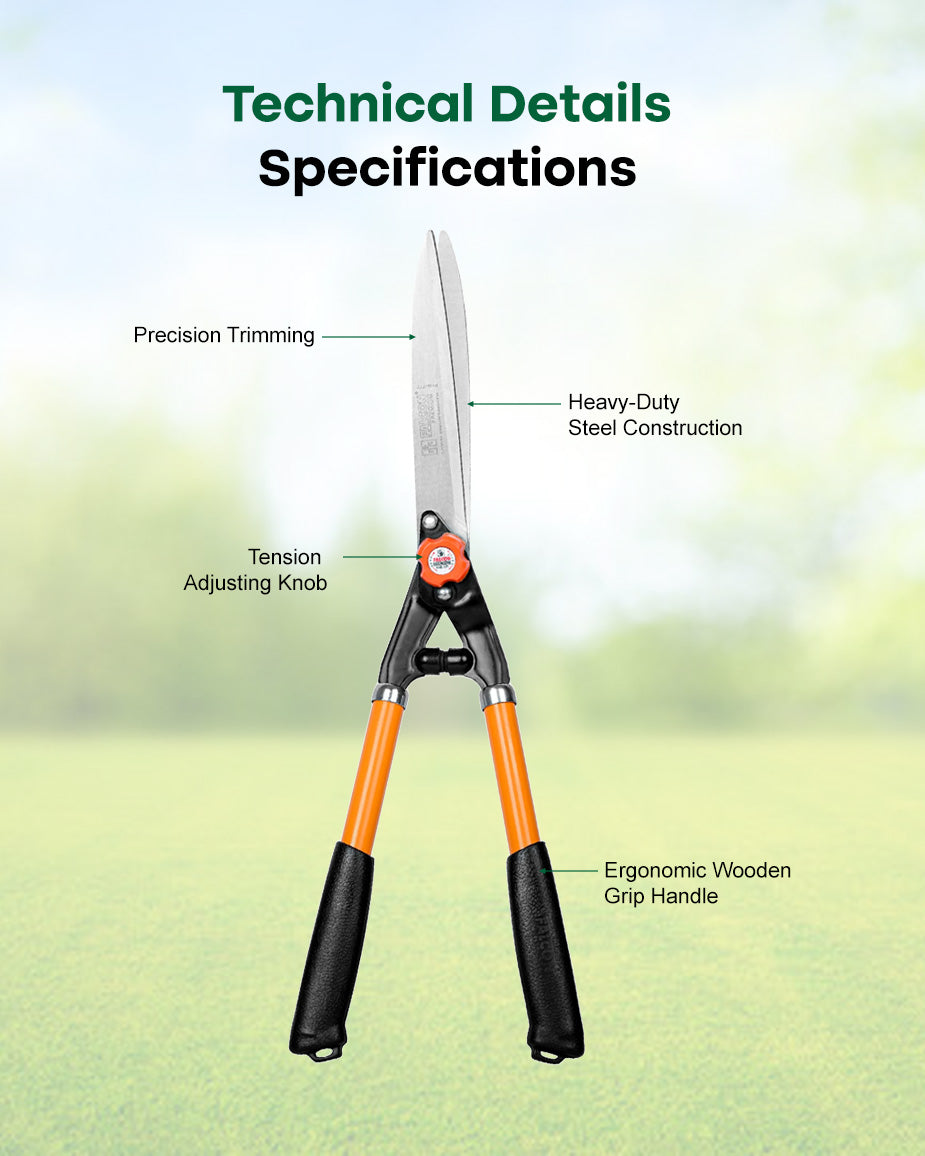 Falcon Premium Hedge Shear FHS-777 | 570mm Steel Handle Garden Bush Trimmer