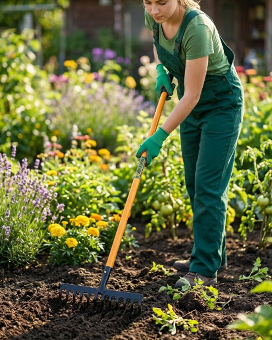 Falcon Premium Garden Rake FRWH-12 | 12-Teeth Heavy-Duty Soil Leveler & Yard Cleaner