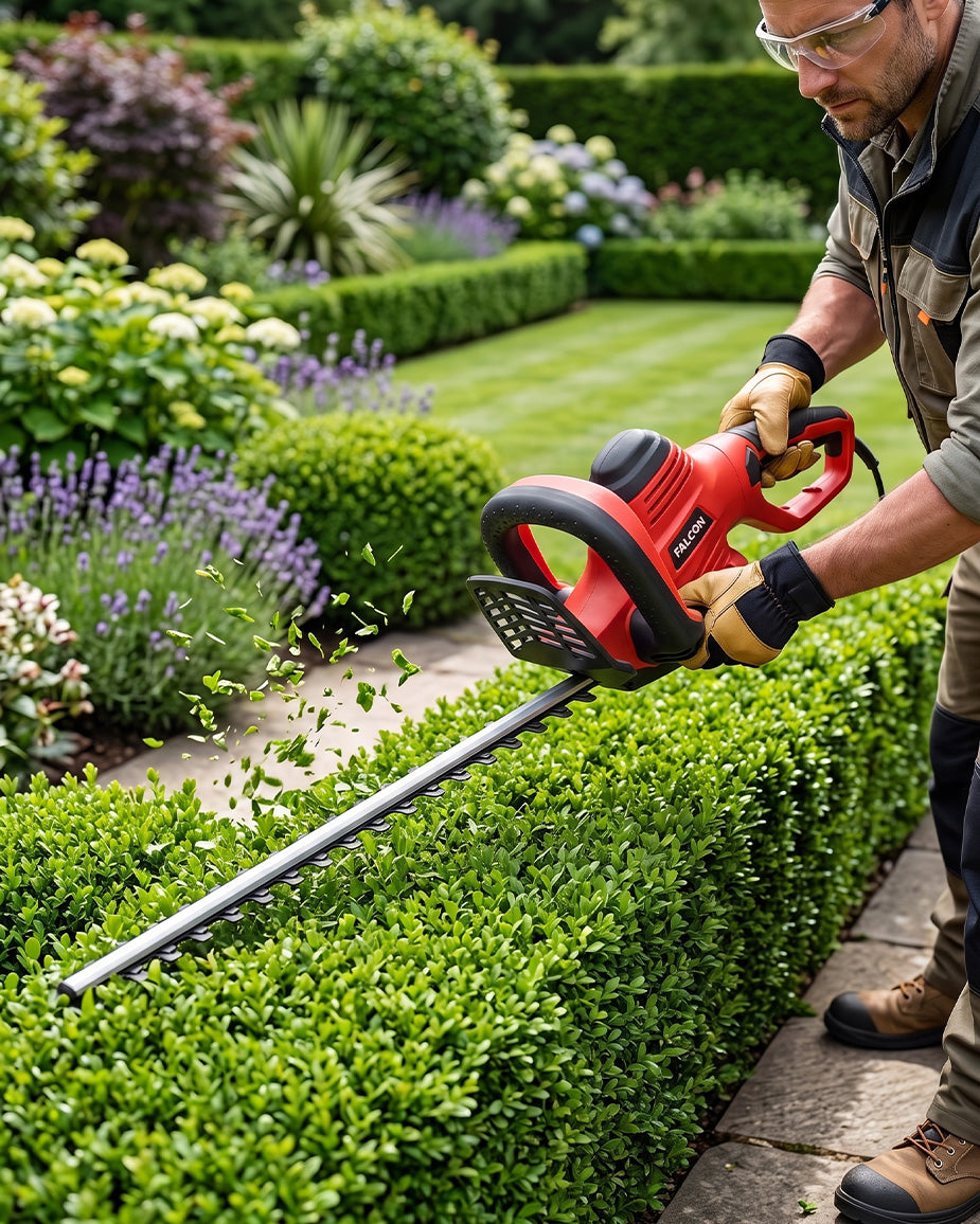 FALCON 600W Electric Hedge Trimmer | 22-Inch Dual-Action Blade Shrub Pruner (FEHT-267+)