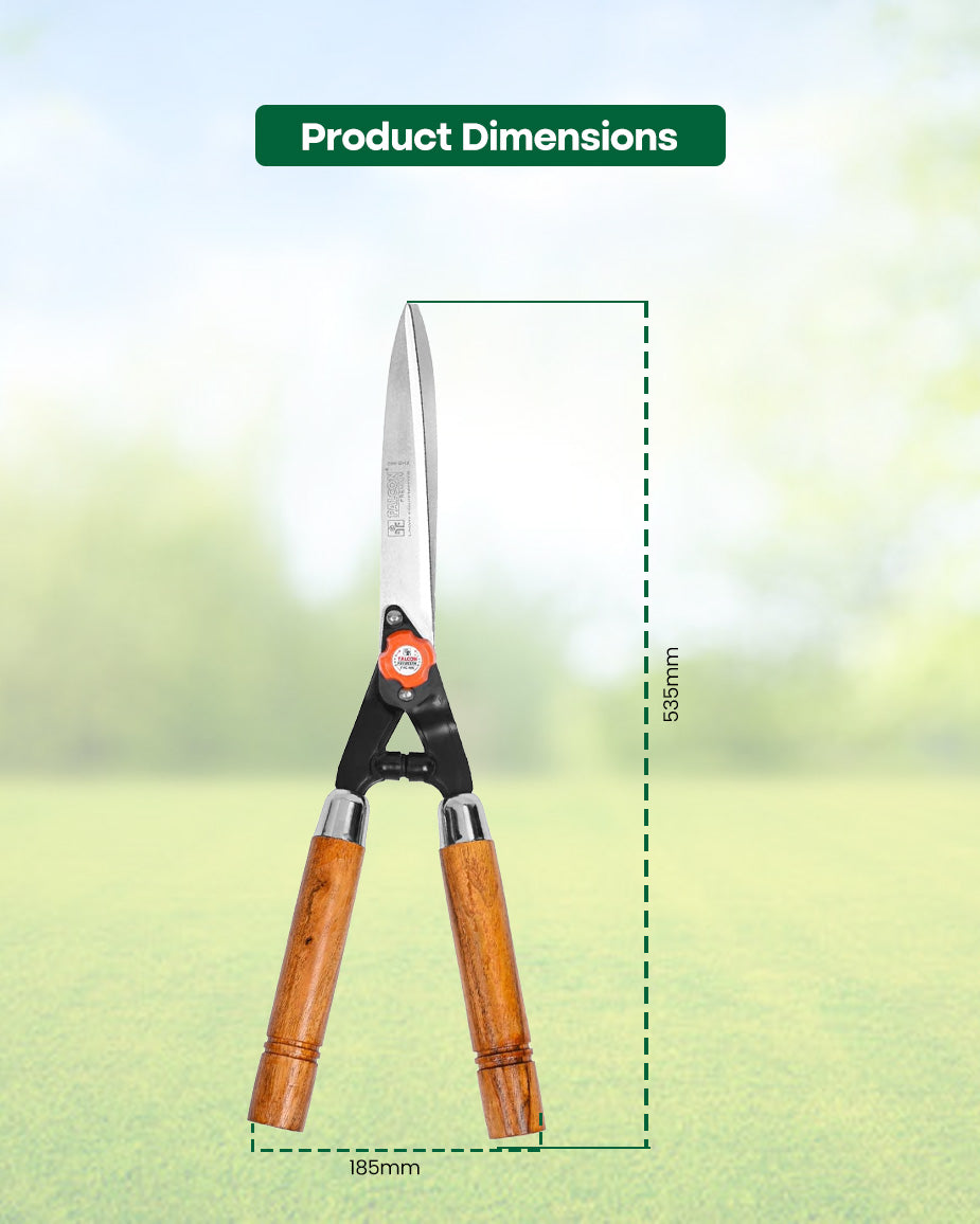 Falcon Premium Hedge Shear FHS-999(W) | 535mm Wooden Handle Garden Bush Clipper