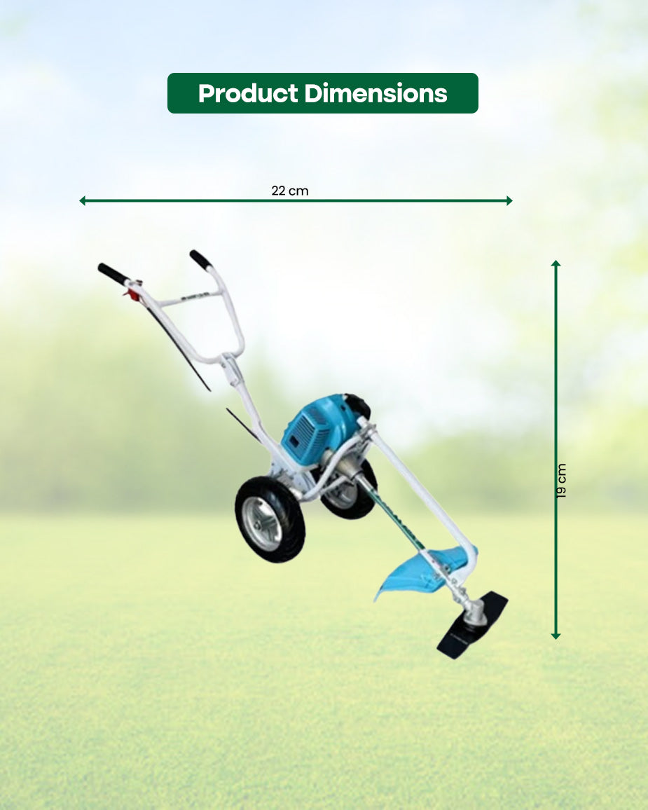 AGRIMATE 51.7cc Push-Type Trolley Brush Cutter | 2-Stroke Gas Grass Trimmer & Weed Weeder (AM-5300PT-NEO)