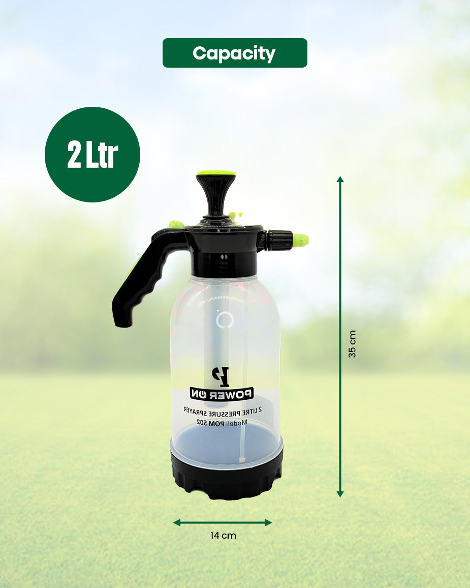 POWERON 2 Liter Garden Pump Sprayer | Hand-held Pressure Sprayer Bottle with Safety Valve (POMS02)