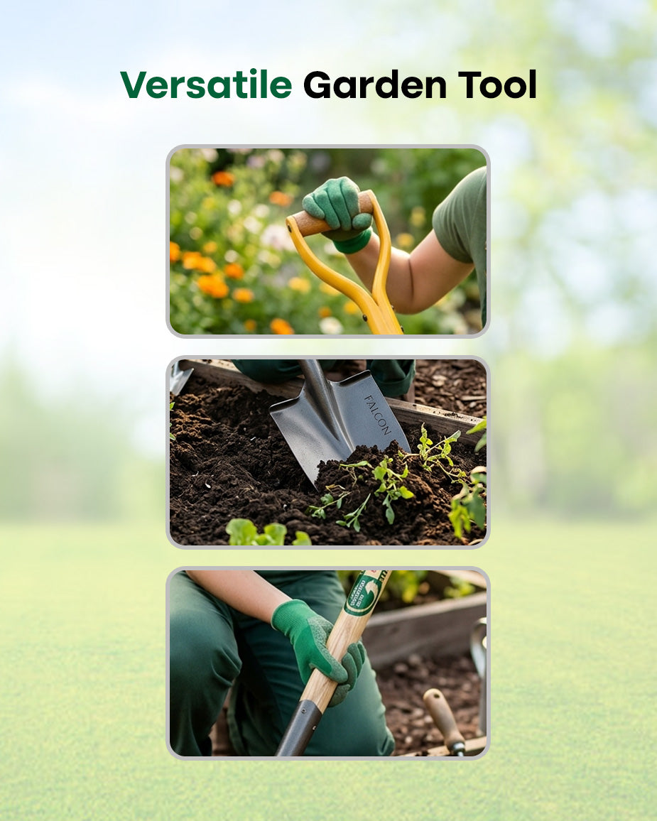 Falcon Premium Garden Shovel FRS-2500 | 830mm Hardened Steel Digging Shovel with D-Grip