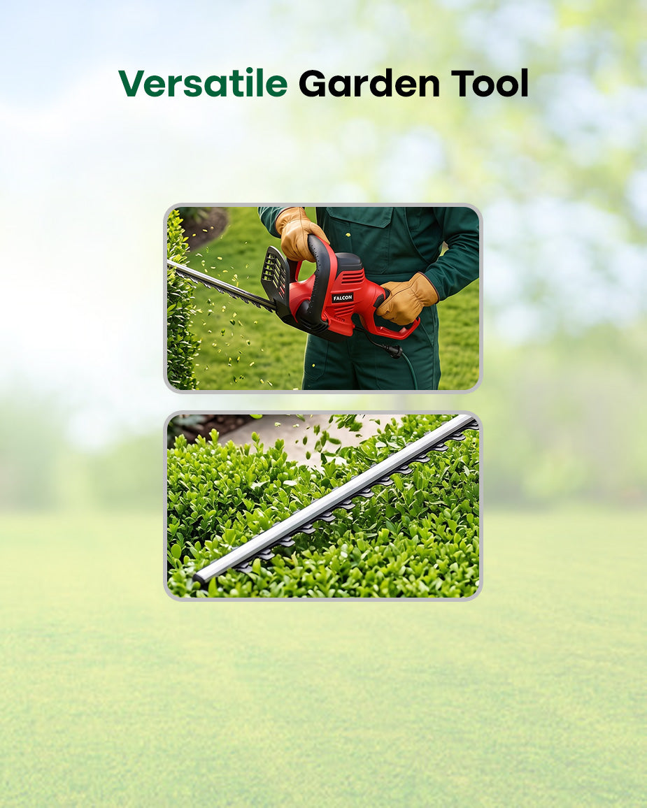 FALCON 600W Electric Hedge Trimmer | 22-Inch Dual-Action Blade Shrub Pruner (FEHT-267+)