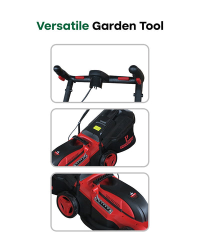 POWERON 1800W Electric Lawn Mower | 380mm Corded Rotary Push Grass Cutter (POLME 1800)