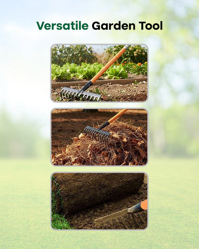 Falcon Premium Garden Rake FRWH-12 | 12-Teeth Heavy-Duty Soil Leveler & Yard Cleaner