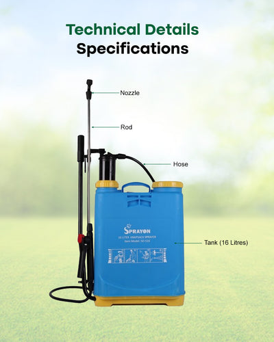 SPRAYON 16-Litre Knapsack Sprayer | Manual Backpack Pressure Sprayer with Multiple Nozzles (SO-SF16)