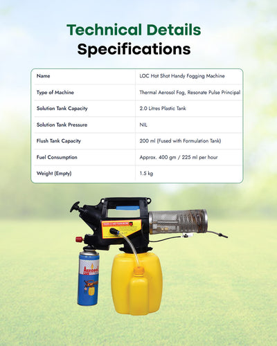 LOC HOT SHOT Portable Mini Thermal Gas Fogger | 2L Liquid Tank Butane Operated Mosquito & Pest Control Machine