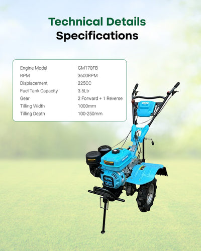 AGRIMATE 7HP Petrol Inter Cultivator | Heavy-Duty Rotary Tiller & Power Weeder (AM RT 212 7P WL)