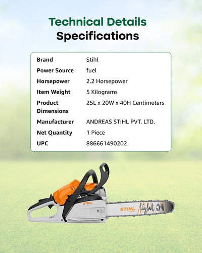 STIHL 35.8cc 2.2 HP Petrol Chainsaw | 18-Inch Guide Bar Heavy-Duty Wood Cutter & Pruner (MS 182)