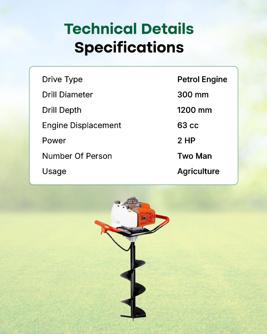 FALCON 63cc Heavy-Duty Heavy Frame Earth Auger | Dual-Operator Post Hole Digger (FEA-63(H))