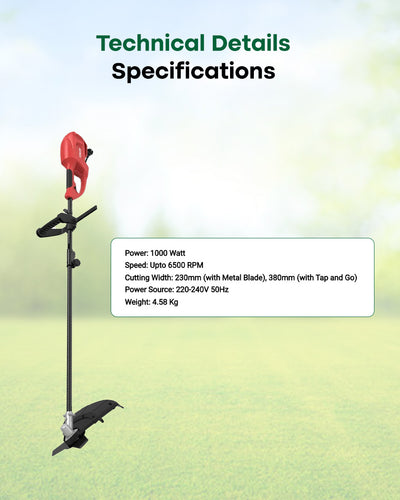 Falcon 1000W Electric Grass Trimmer & Brush Cutter | Dual-Head Heavy-Duty Corded Lawn Trimmer (FEGT-140)