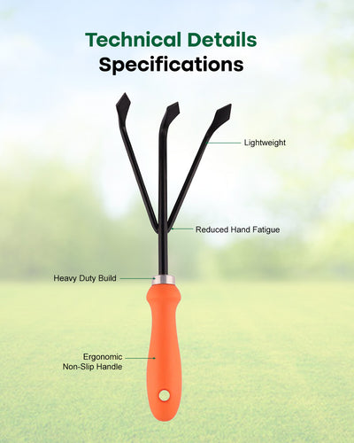 Falcon Premium Hand Cultivator FCH-305 | 250mm Compact Soil Aerator & Weeder