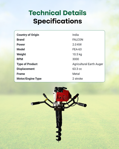 FALCON 63cc Petrol Earth Auger | Heavy-Duty Post Hole Digger & Tree Planter (FEA-63)