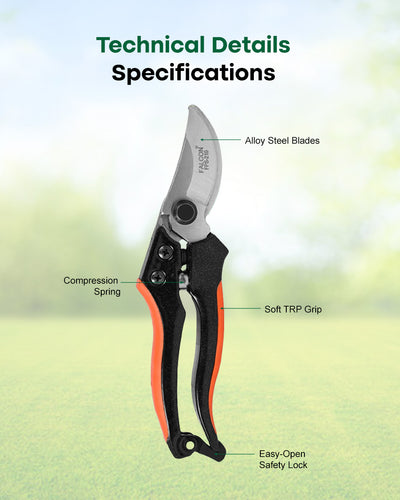 Falcon Bypass Pruning Secateur FPS-210 | 200mm Professional Garden Shears