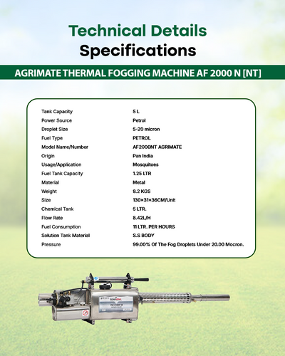 AGRIMATE Thermal Fogging Machine AF 2000 N [NT] | Heavy-Duty Mosquito & Pest Control Pulse-Jet Fogger