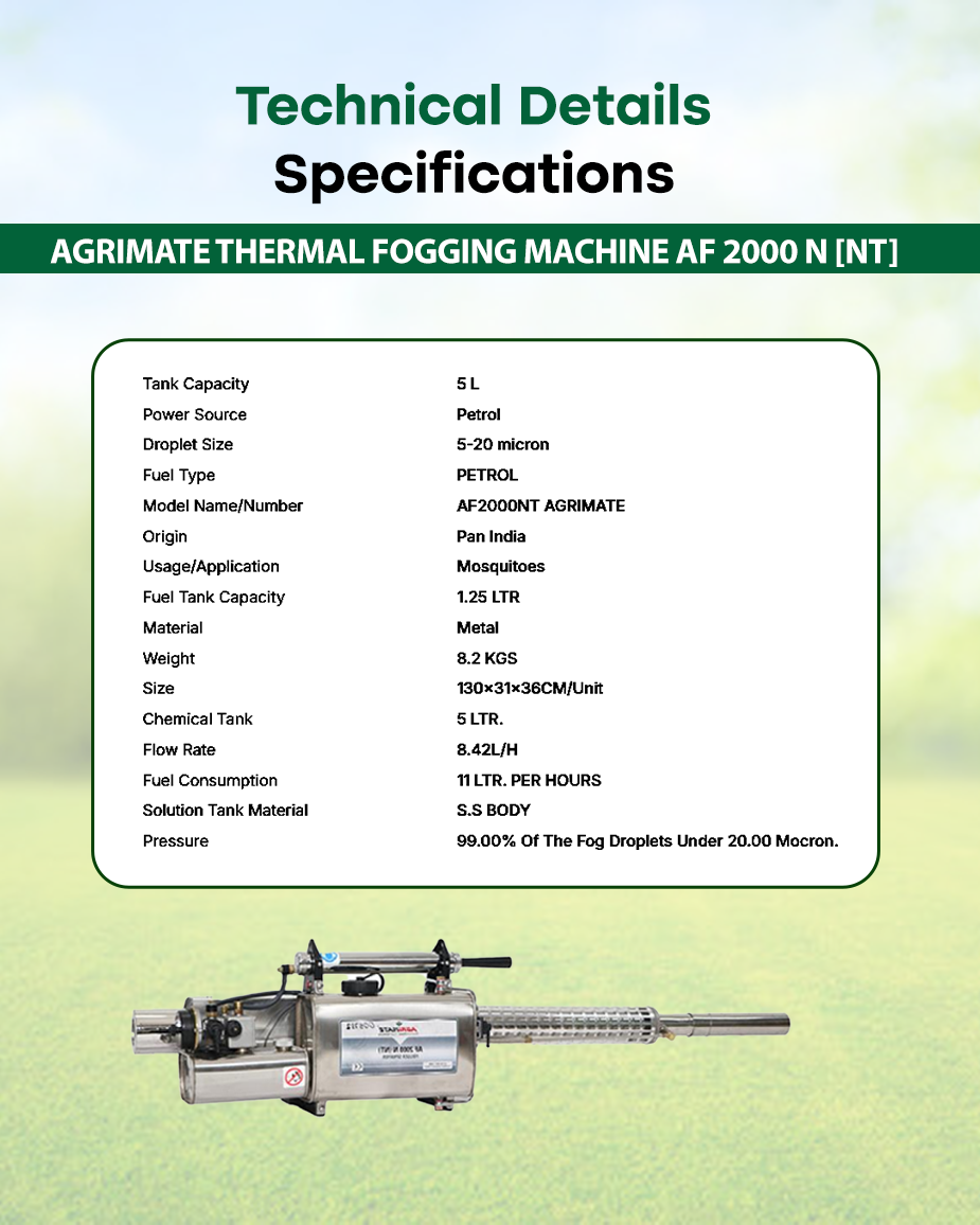 AGRIMATE Thermal Fogging Machine AF 2000 N [NT] | Heavy-Duty Mosquito & Pest Control Pulse-Jet Fogger