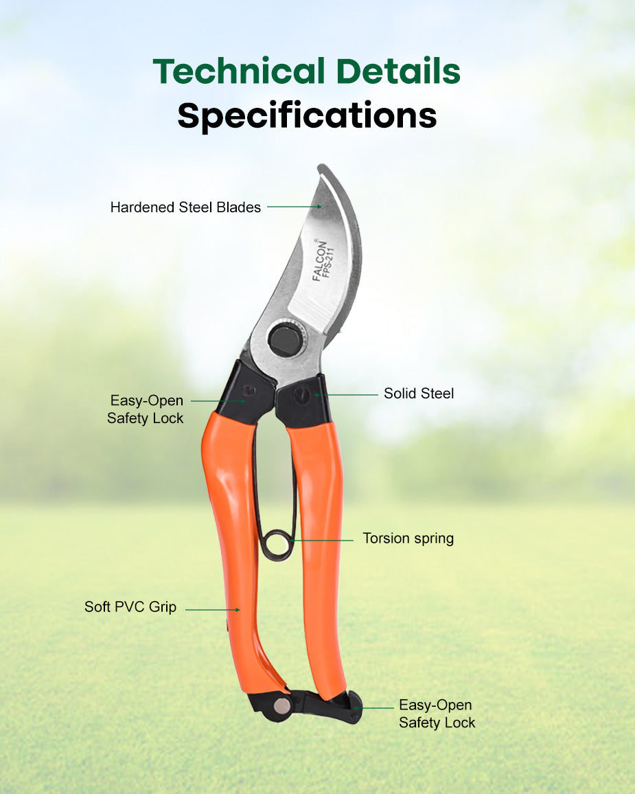 Falcon Pruning Secateur FPS-211 | 200mm Bypass Garden Shears