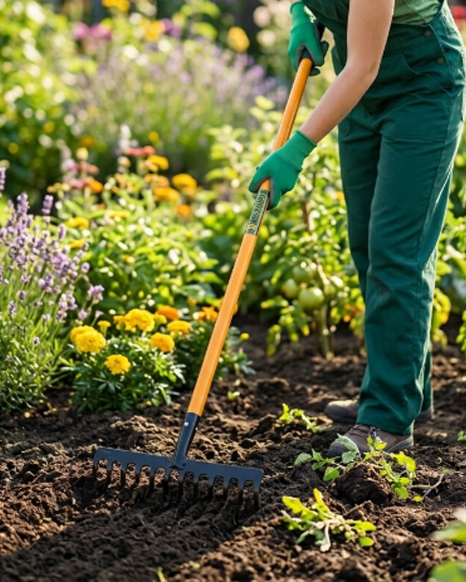 Falcon Premium Garden Rake FRWH-16 | 16-Teeth Extra-Wide Soil Leveler & Yard Cleaner