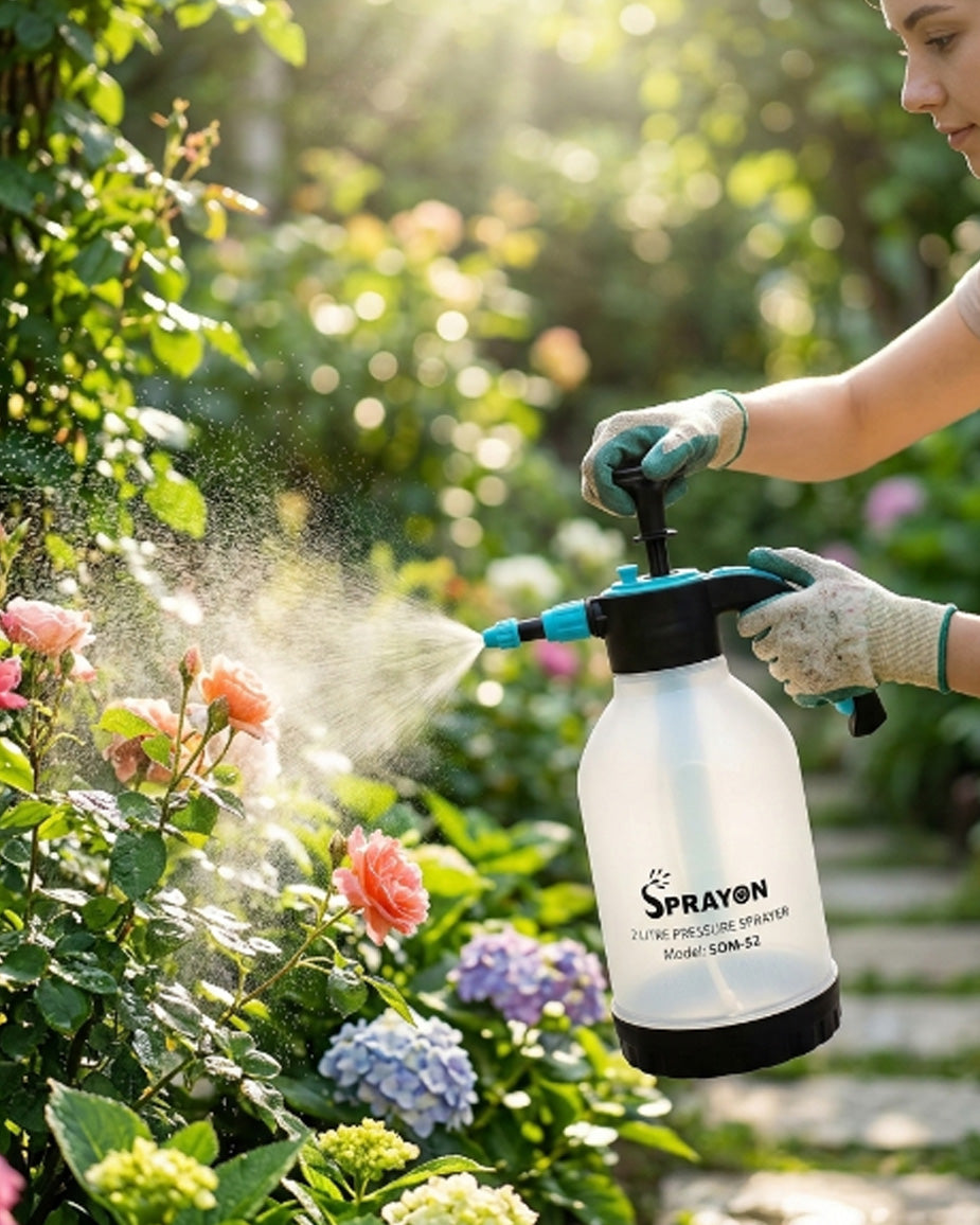 SPRAYON 2-Litre Pressure Sprayer | Handheld Garden & Home Cleaning Spray Bottle (SOM-S2)