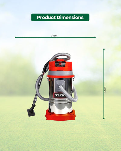 TUQO 1600W 3-in-1 Wet & Dry Vacuum Cleaner with Blower | 25L Stainless Steel Tank Pro-Grade Heavy-Duty Cleaner (VK02)