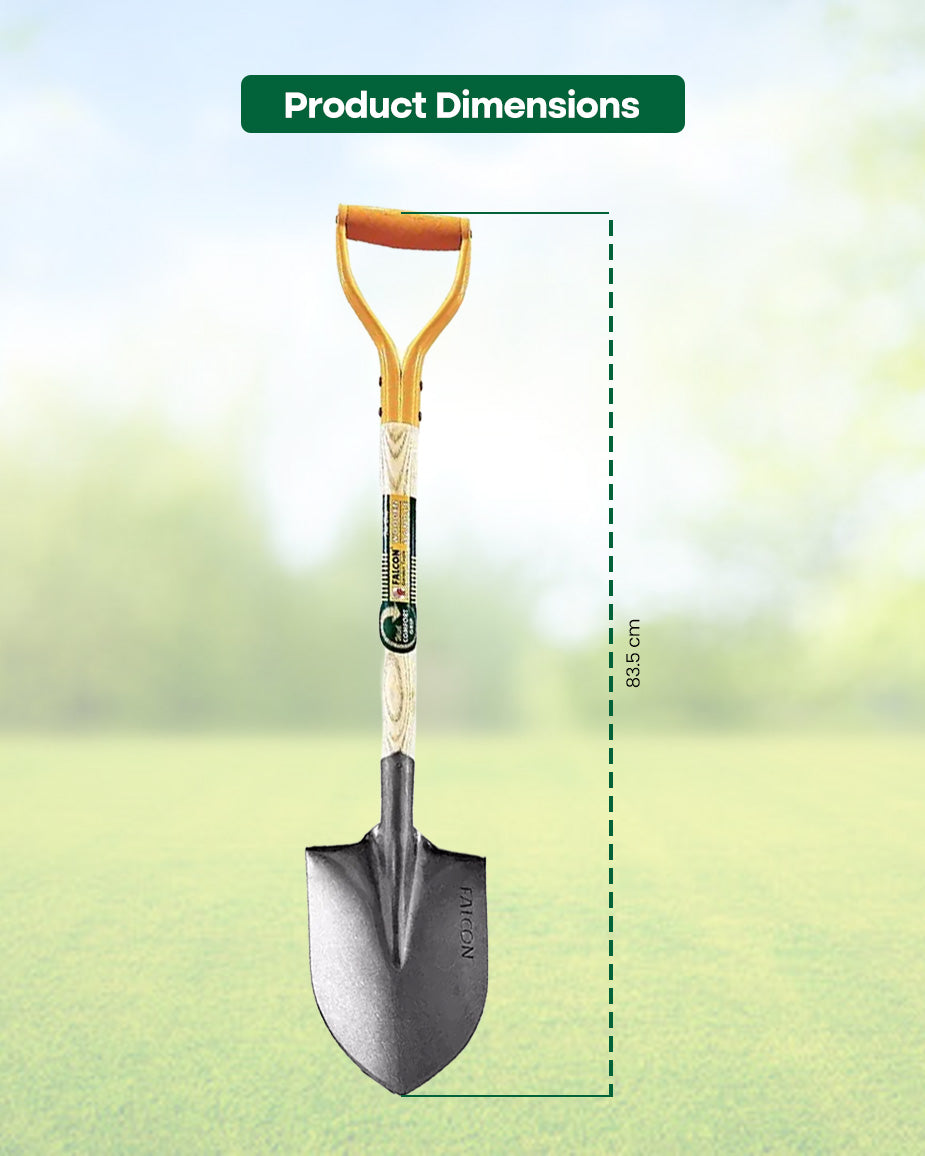 Falcon Premium Garden Shovel FRS-2500 | 830mm Hardened Steel Digging Shovel with D-Grip