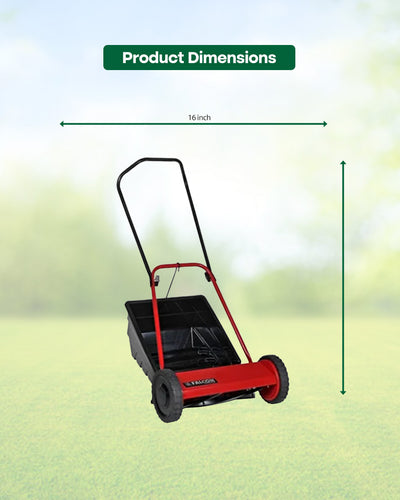 FALCON 16-Inch Manual Reel Lawn Mower | Cylindrical Push Hand Grass Cutter (EASY-42)