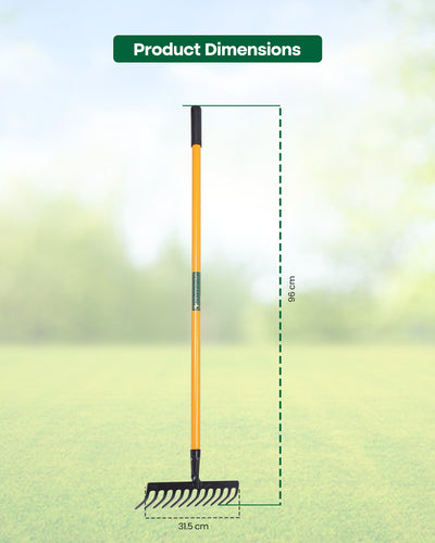 Falcon Premium Garden Rake FRWH-12 | 12-Teeth Heavy-Duty Soil Leveler & Yard Cleaner