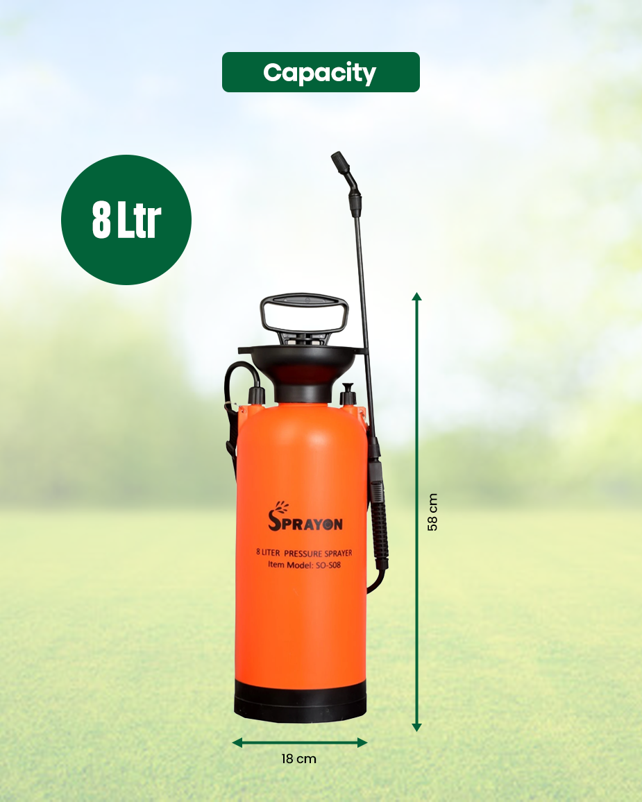 SPRAYON 8-Litre Air Pressure Sprayer | Pump Action Garden & Yard Spray Bottle (SO-S08)