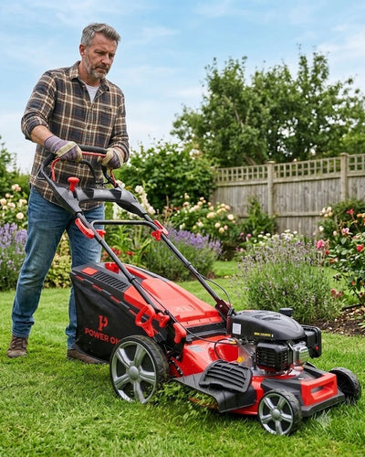 POWERON 139cc Self-Propelled Petrol Lawn Mower | 460mm Steel Deck Trimmer (POLMSP 139)
