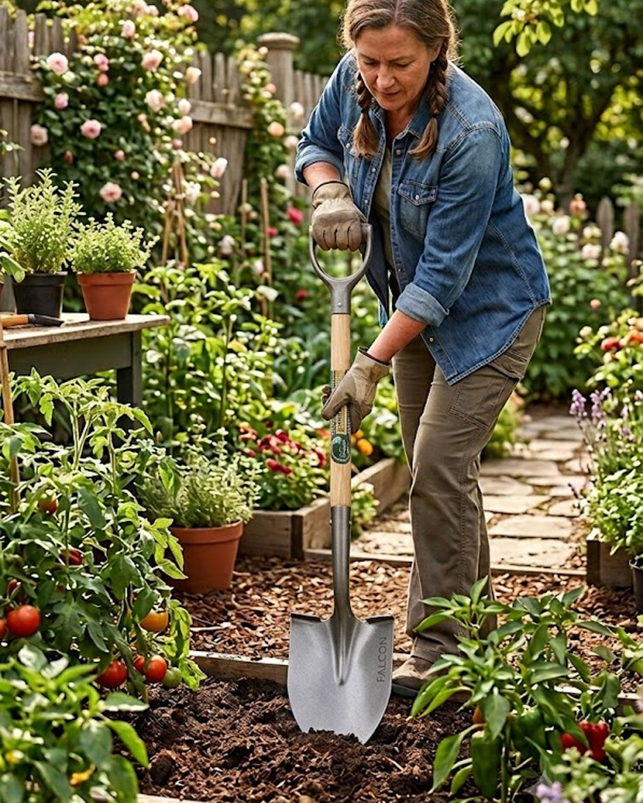 Falcon Premium Garden Shovel FRS-2500 | Carbon Steel Round Head Digging Shovel