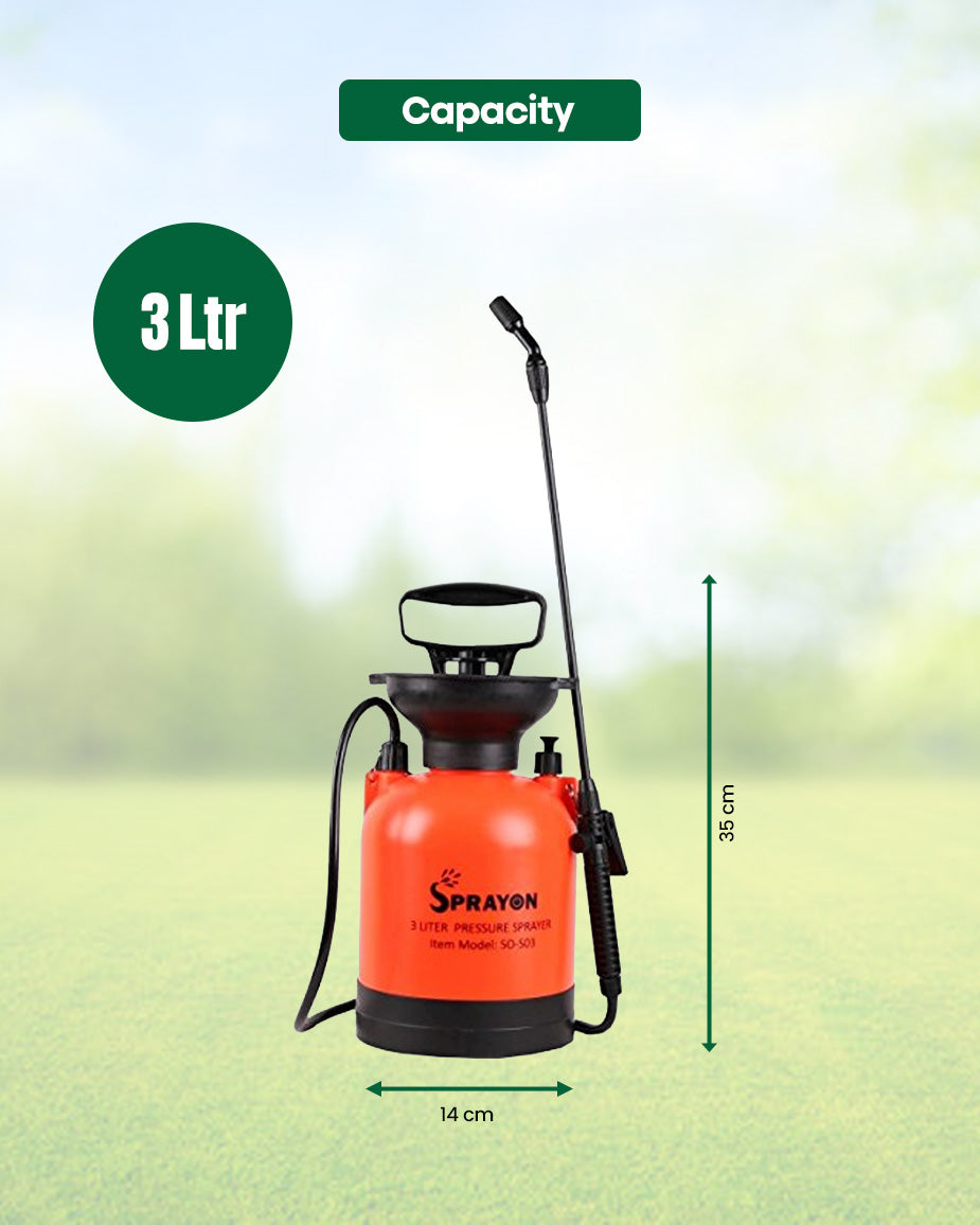 SPRAYON 3-Litre Air Pressure Sprayer | Pump Action Garden & Yard Spray Bottle (SO-S03)